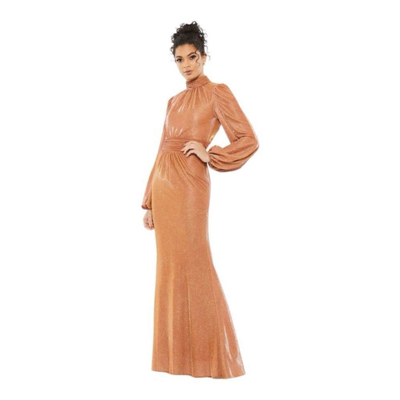 Mac Duggal Bishop Sleeve High Neck Dress Size 2